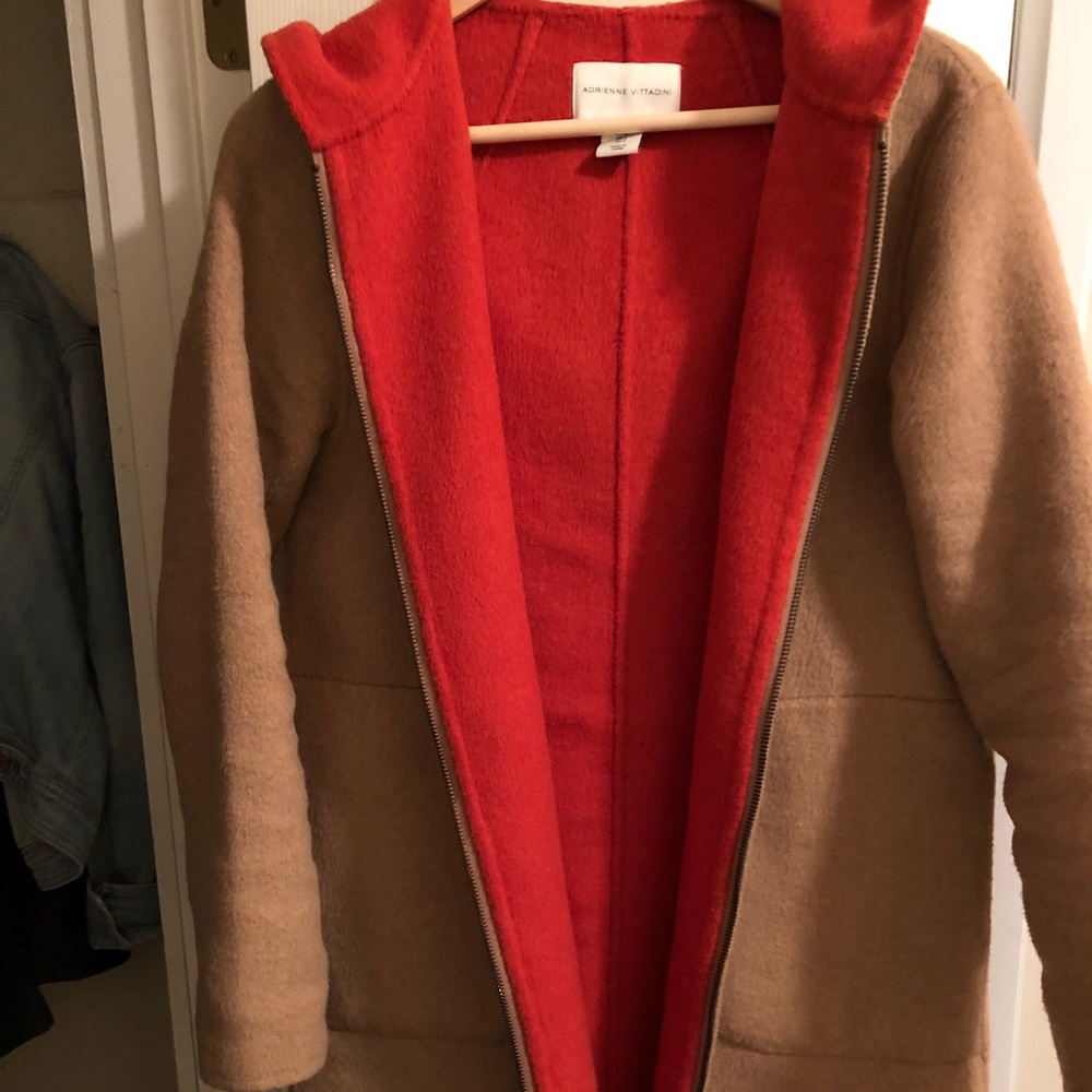 Coral and tan wool jacket